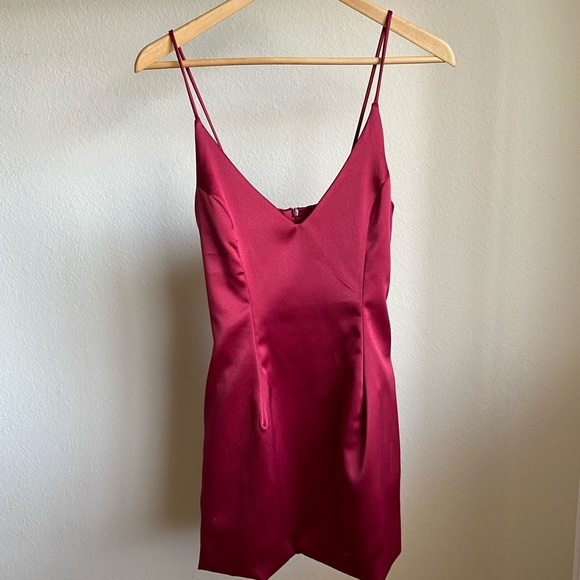 Burgundy Satin Dress - Picture 3 of 8